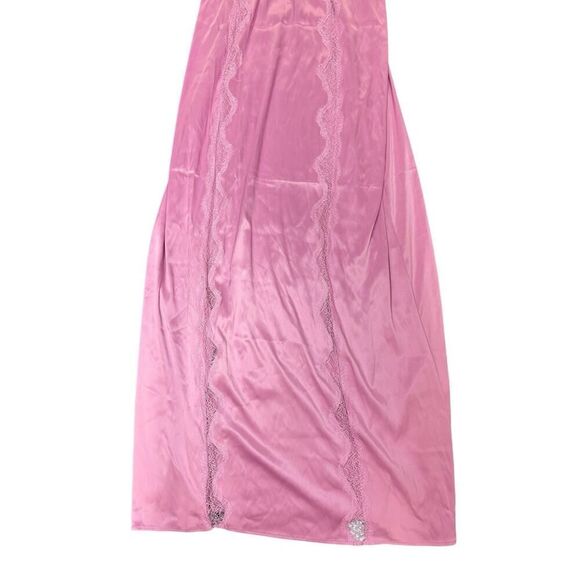 Victoria’s Secret Pink Satin Lace Slip Dress Nightgown Small Maxi Lingerie 🌸 - Picture 9 of 14